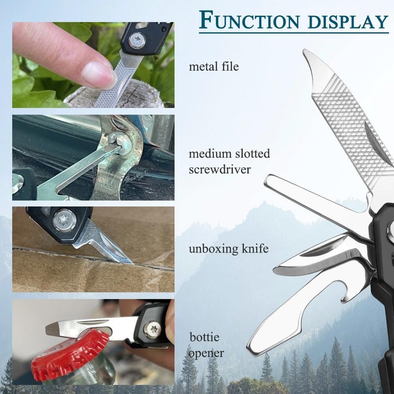 Samest MINI Multitool Pliers, Birthday Christmas Gifts for Men Boyfriend Dad Husband Women, Pocket Knife 14-In-1, Rugged and Practical Portable Computer and Bike Gadgets, Black Camping and Survival Tools - Image 5